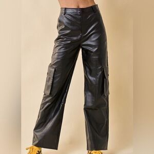 Luna Faux Leather Cargo Pants